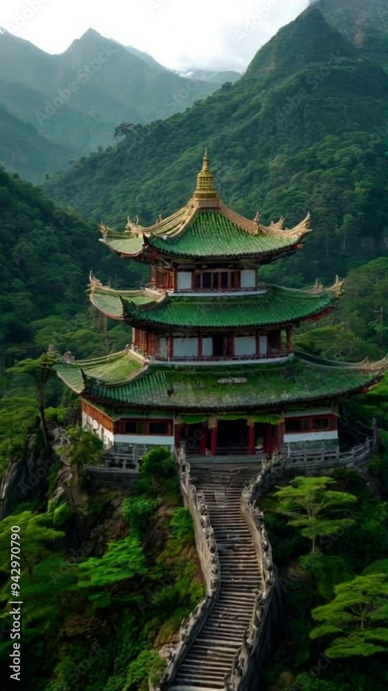 An ancient temple built on top - Generative AI An ancient temple built on top - Generative AI