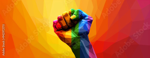 Pride fist, lgbt gay rainbow hand, lgbtq flag day fight