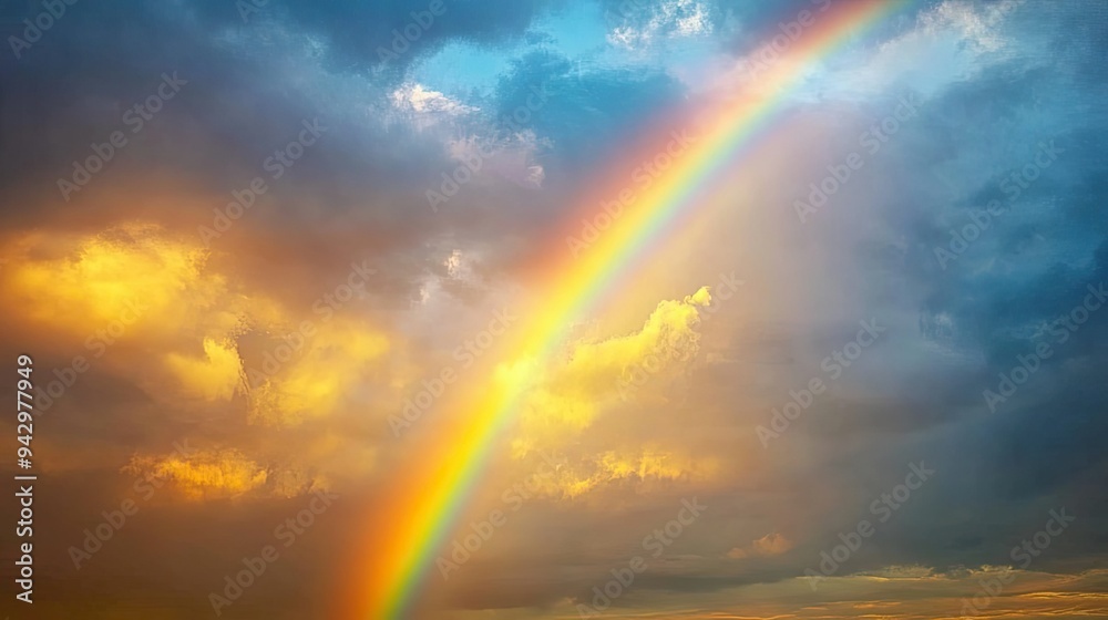 A vivid rainbow brightens the sky, casting hope after a storm, as the sun breaks through lingering clouds. A vivid rainbow brightens the sky, casting hope after a storm, as the sun breaks through lingering clouds.