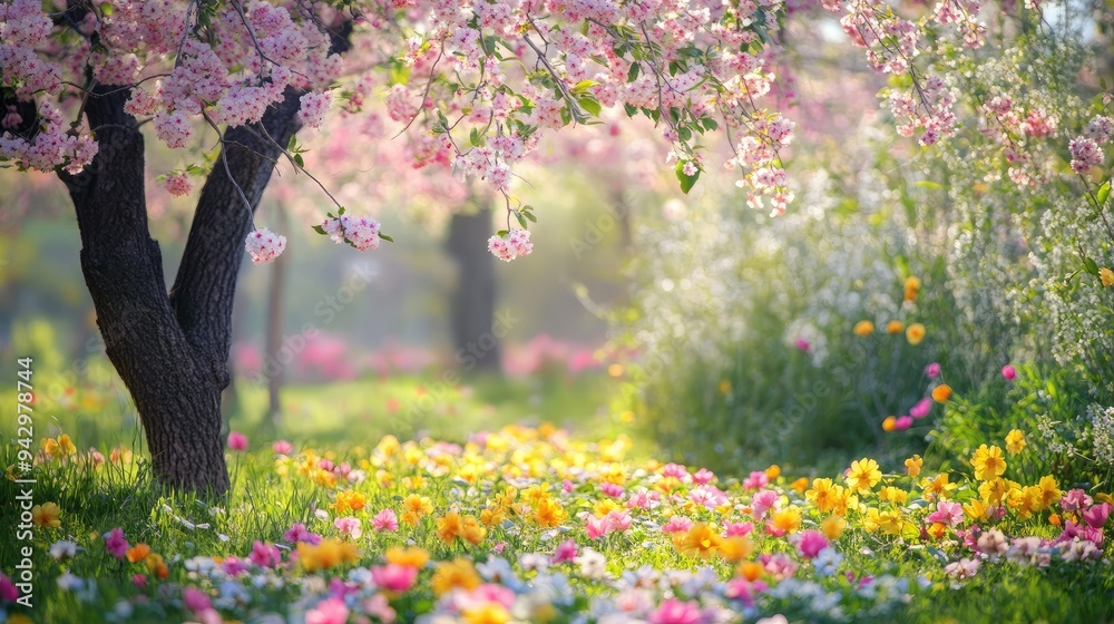 Obraz premium Bright and cheerful spring blossoms in full bloom, filling the scene with life and color