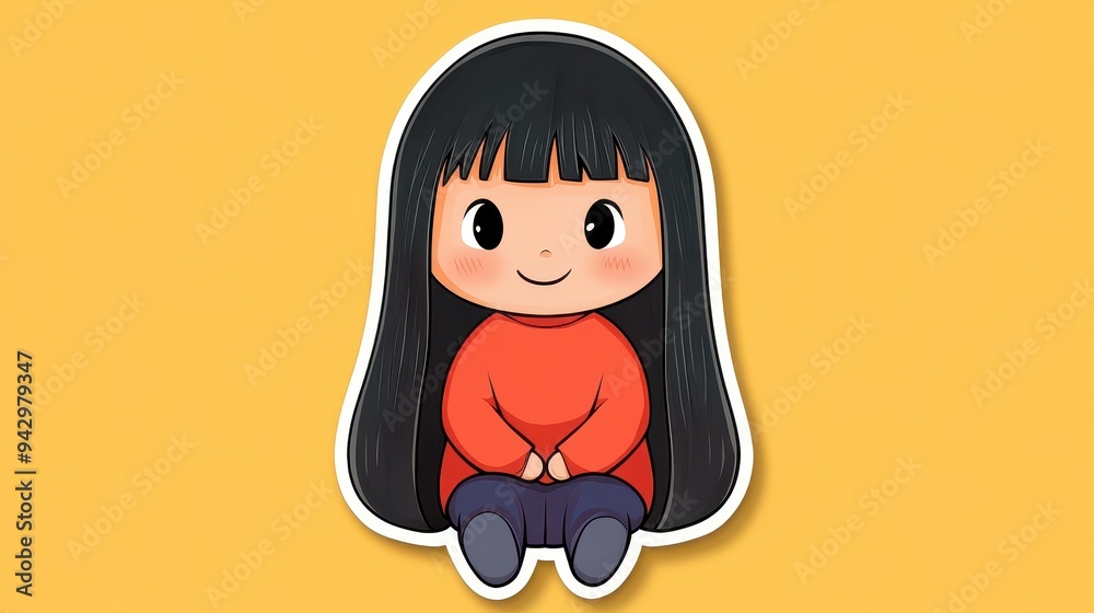 Adorable chibi character, wideeyed and cheerful, perfect for adding charm and whimsy to your favorite stickers Adorable chibi character, wideeyed and cheerful, perfect for adding charm and whimsy to your favorite stickers