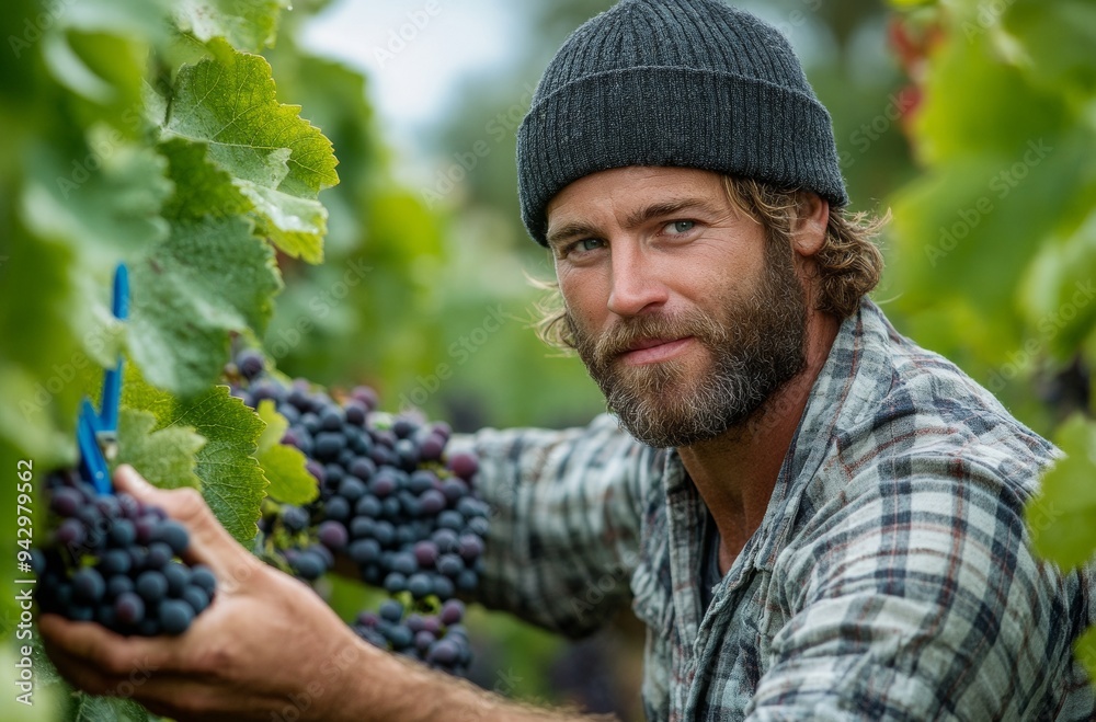 Harvesting grapes in the vineyard, wine production by Ai Harvesting grapes in the vineyard, wine production by Ai