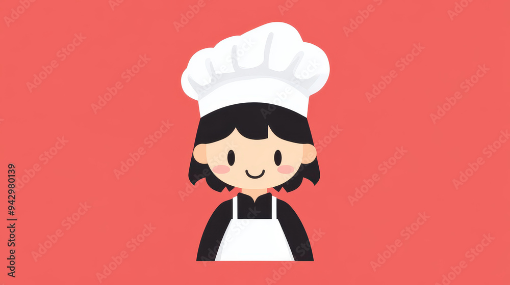 Cute chibi character in a kitchen apron, embracing a playful cooking vibe in a colorful flat design style. Cute chibi character in a kitchen apron, embracing a playful cooking vibe in a colorful flat design style.