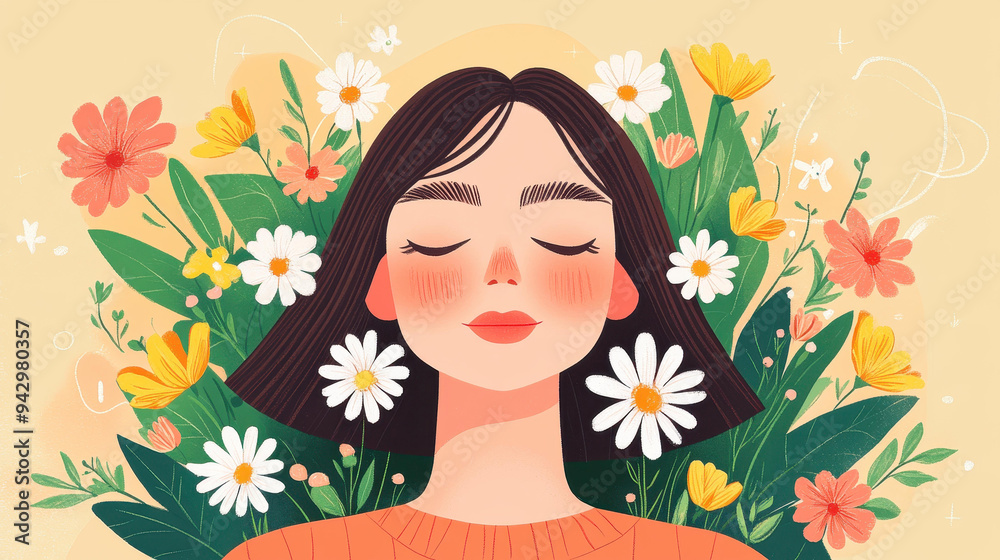A freespirited woman with short brown hair embraces nature in a vibrant scene, radiating joy and harmony. A freespirited woman with short brown hair embraces nature in a vibrant scene, radiating joy and harmony.