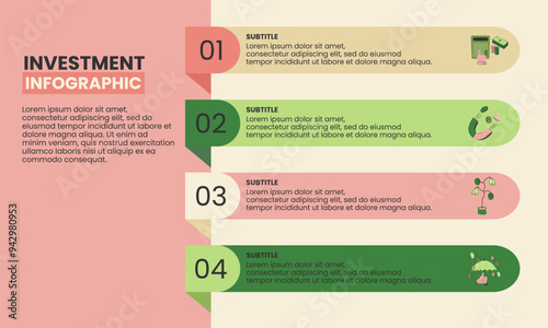 Modern Presentation Infographic for Investment, Finance, Saving, Business Design template can be used for infographics, numbered banners, presentation, deck, graphic or website layout vector.