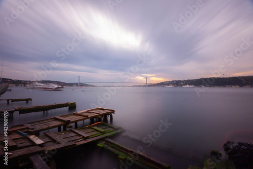 Istanbul Marmara Sea and Bosphorus Bridge were photographed with long exposure technique