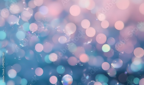 An abstract background featuring a glossy surface covered with iridescent bubbles in various sizes, Generative AI