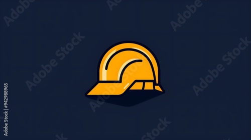 Minimalist construction company icon with a building outline and safety helmet, including the name