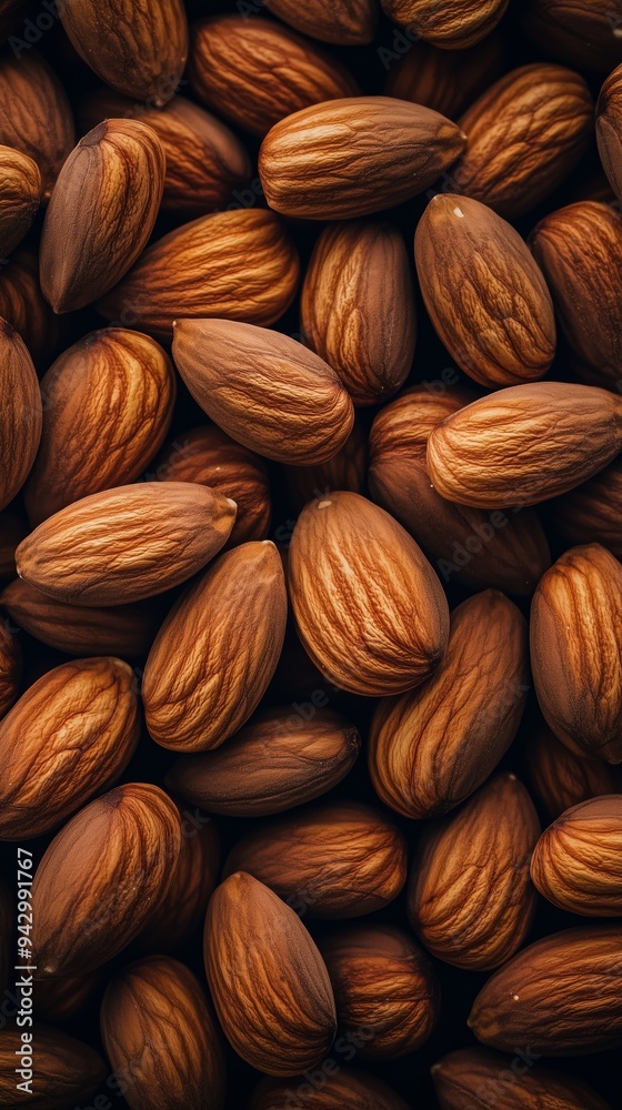 A detailed macro photograph of raw almond nuts showcasing their texture, emphasizing natural and healthy food options. A detailed macro photograph of raw almond nuts showcasing their texture, emphasizing natural and healthy food options.
