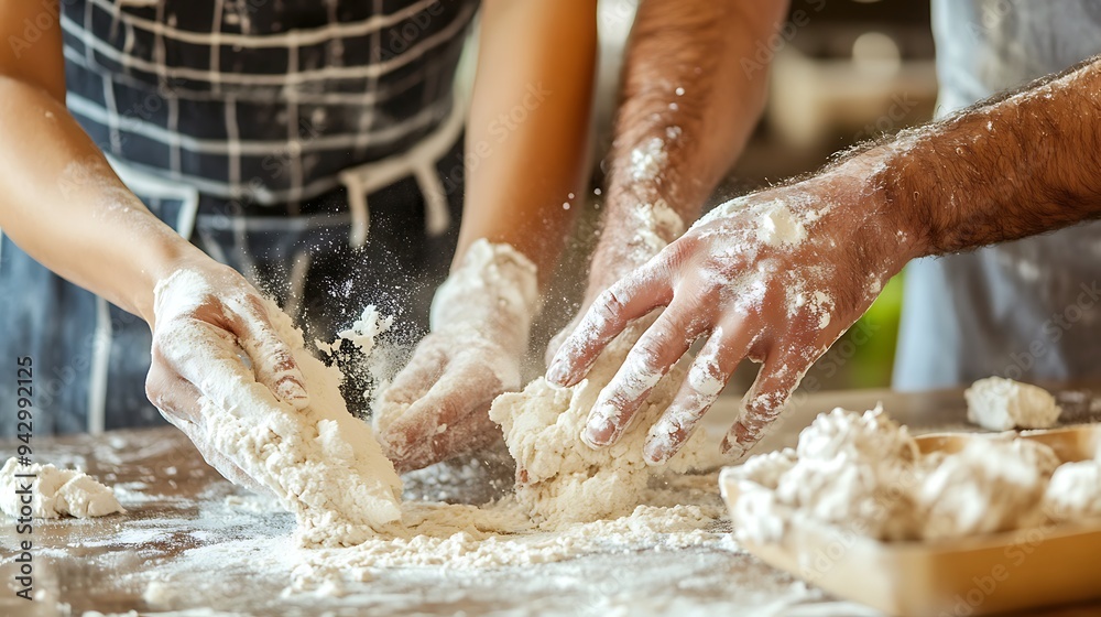 Baking Together: Playful Mess and Teamwork in a Warm Kitchen Setting Baking Together: Playful Mess and Teamwork in a Warm Kitchen Setting