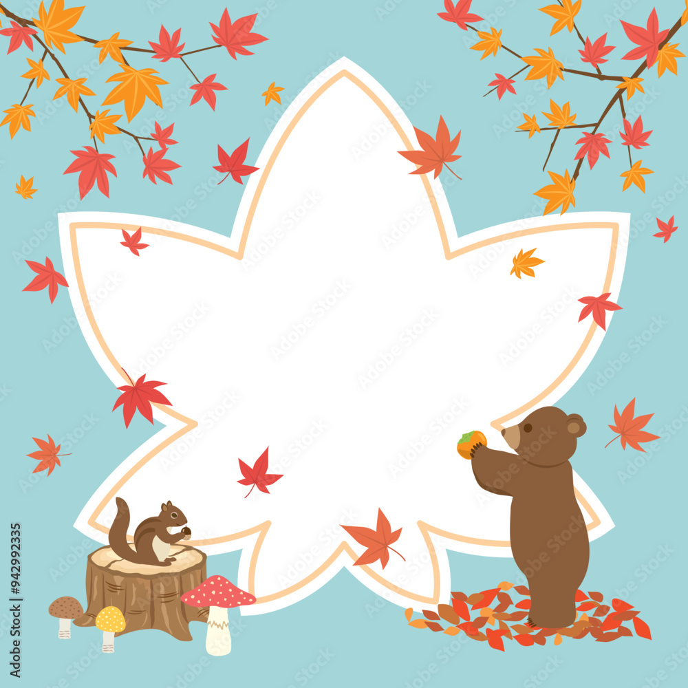 Naklejka premium 秋の動物たちの背景素材