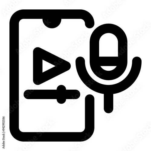 device, smartphone, playing, podcast, streaming outline icon