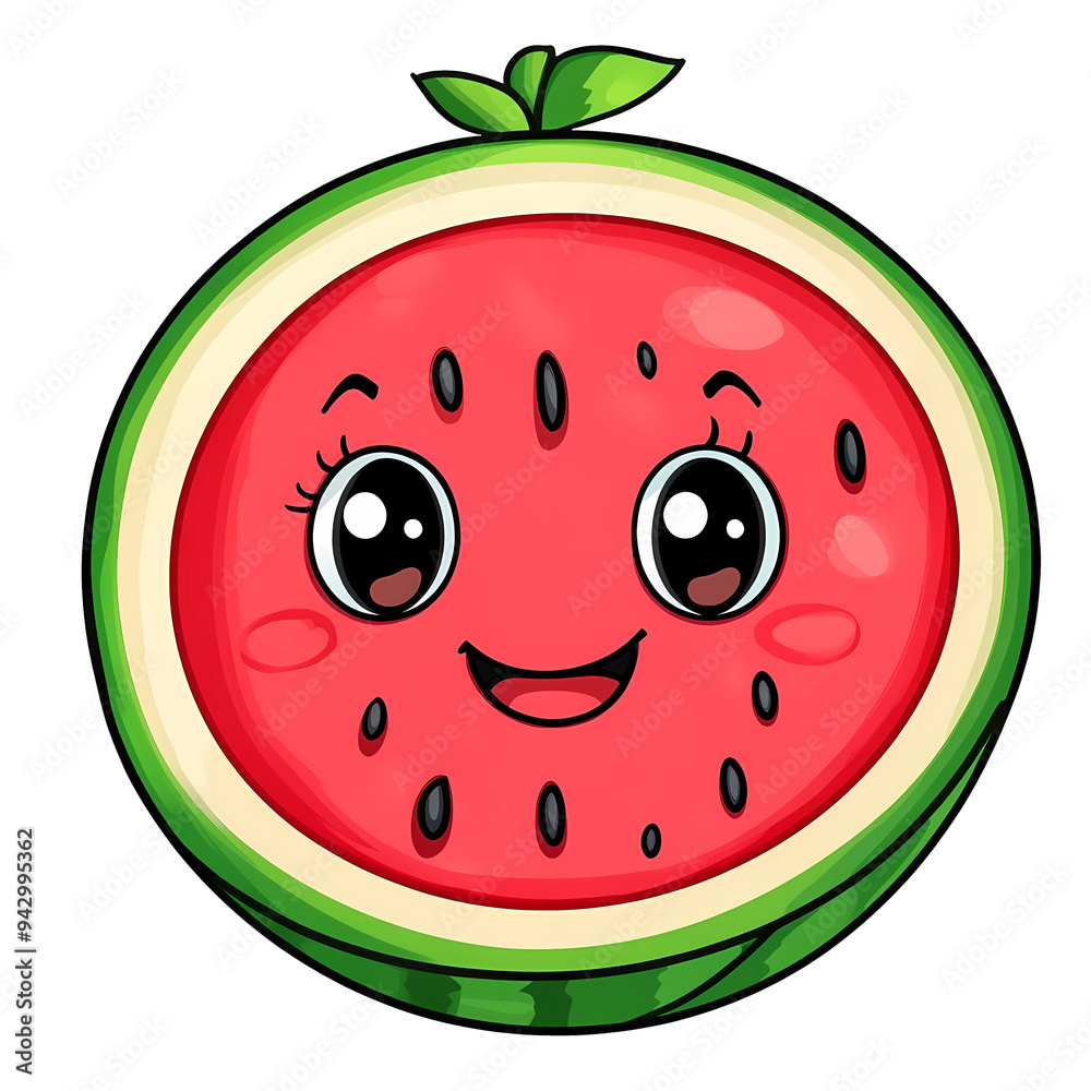 cute funny Watermelon cartoon, isolated on transparent background, generated ai cute funny Watermelon cartoon, isolated on transparent background, generated ai