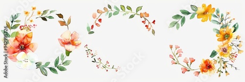 Wallpaper Mural High-resolution watercolor flower frame PNG with sharp focus. Torontodigital.ca