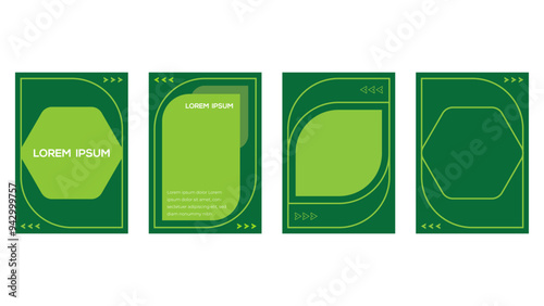 Abstract green brochure design. Geometric green leaf presentation layout. Creative green presentation template. Vector template for brochure, poster, flyer, cover, website, slider. 