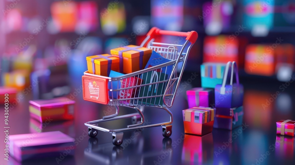 Shopping data analytics, real-time customer insights, 3D illustration, market research concept, copy space, Shopping data analytics, real-time customer insights, 3D illustration, market research concept, copy space,