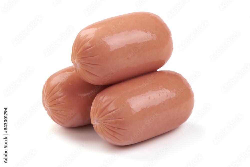 Heap of cooked sausages, close-up, isolated on white background. Heap of cooked sausages, close-up, isolated on white background.