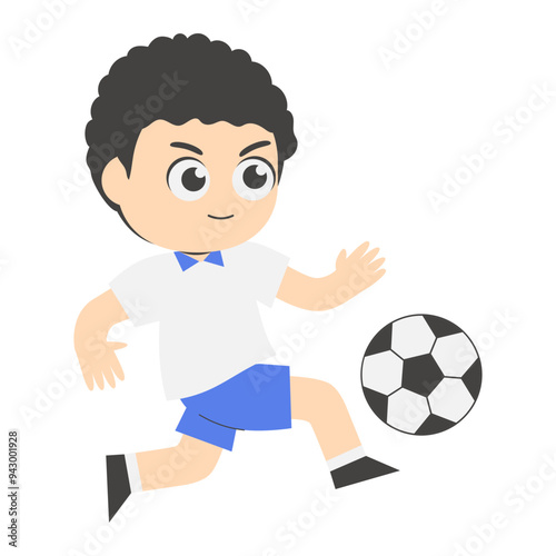 Kindergarten Boy Playing Soccer