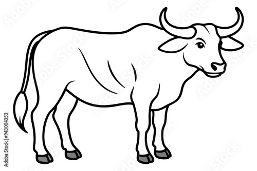 Water Buffalo liner art vector, Buffalo minimal illustration