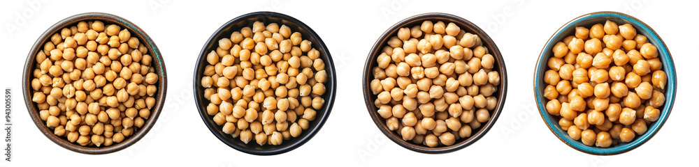 Bowl of chickpeas isolated transparent background, PNG set Bowl of chickpeas isolated transparent background, PNG set
