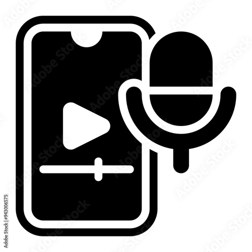 device, smartphone, playing, podcast, streaming solid or glyph icon