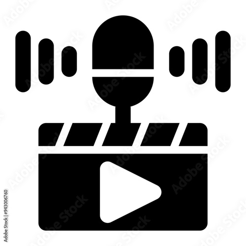 movie, film, entertainment, podcast, podcasting solid or glyph icon