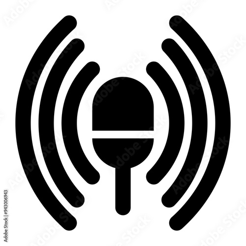 stereo, audio, podcast, microphone, surrounding solid or glyph icon