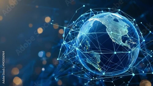 Network Globe: Global Connectivity, World Map with Digital Network Connections, International Data Flow, Internet Network Visualization, Global Communication, Technology and Connectivity