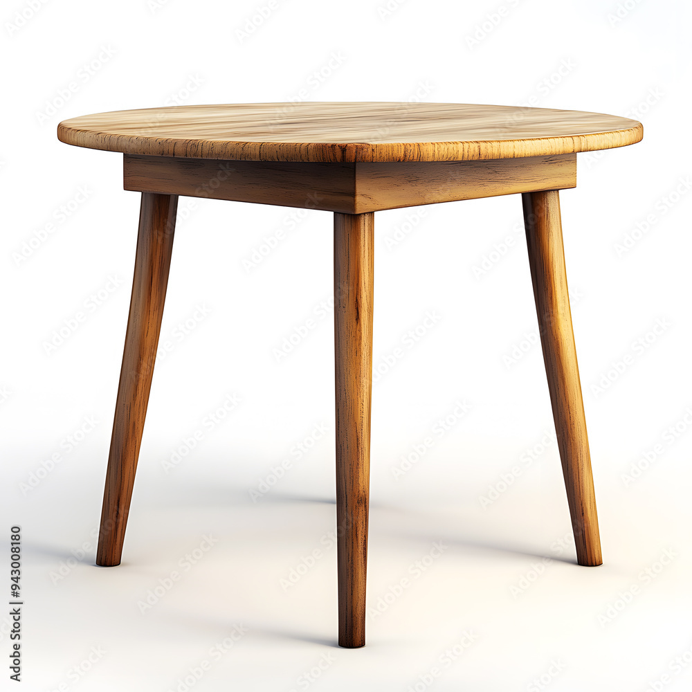 Round wooden table isolated on white