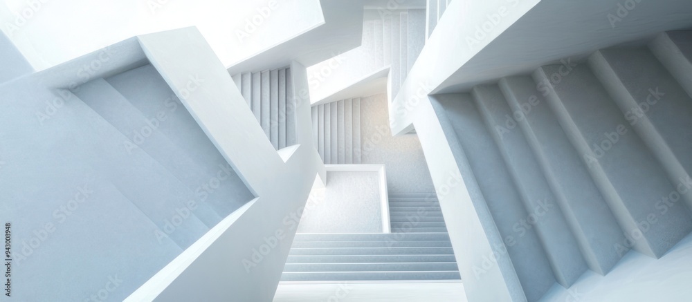 Abstract White Staircase in Modern Architecture Abstract White Staircase in Modern Architecture