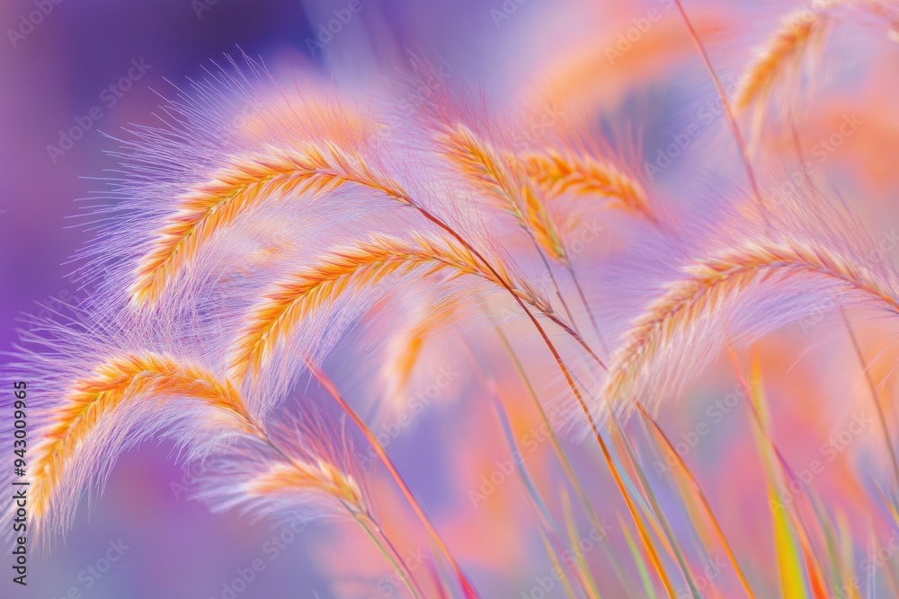 Close-Up of Fluffy Grass Seed Heads Swaying in the Wind