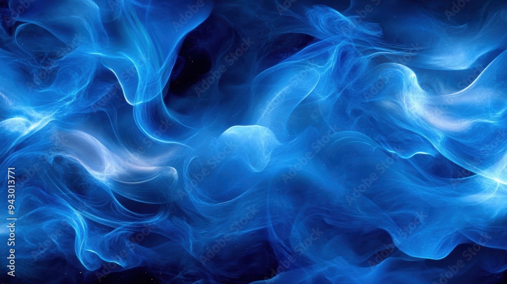 Ethereal blue smoke swirls on dark background Ethereal blue smoke swirls on dark background