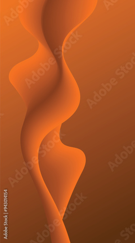 3D orange and brown wave flowing across gradient background for poster, cover and backdrop design
