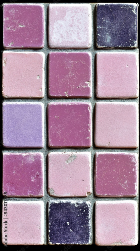 Fototapeta premium Vintage ceramic tiles in shades of pink purple