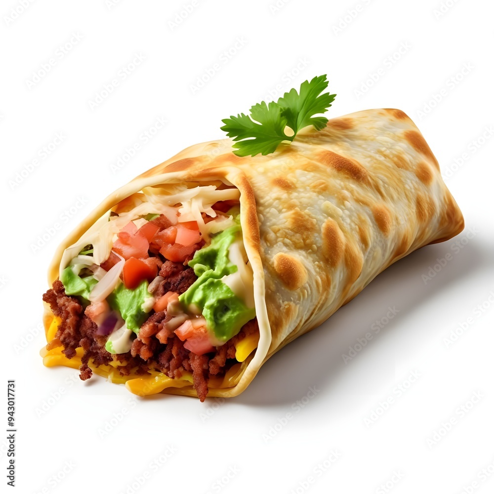 homemade chimichanga on white background homemade chimichanga on white background
