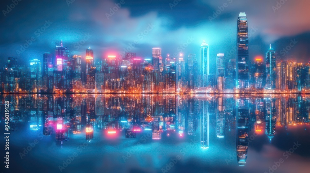 Neon Skyline Reflection Neon Skyline Reflection