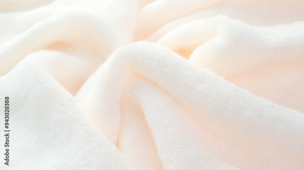 A white fabric with a soft texture. The fabric is folded and has a smooth surface. Concept of comfort and relaxation A white fabric with a soft texture. The fabric is folded and has a smooth surface. Concept of comfort and relaxation