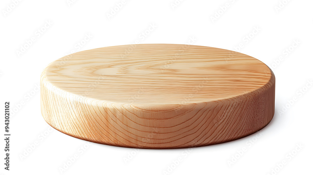 Round wood podium base mock up, isolated on white background Round wood podium base mock up, isolated on white background