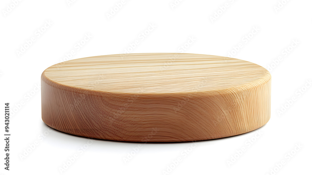 Round wood podium base mock up, isolated on white background Round wood podium base mock up, isolated on white background