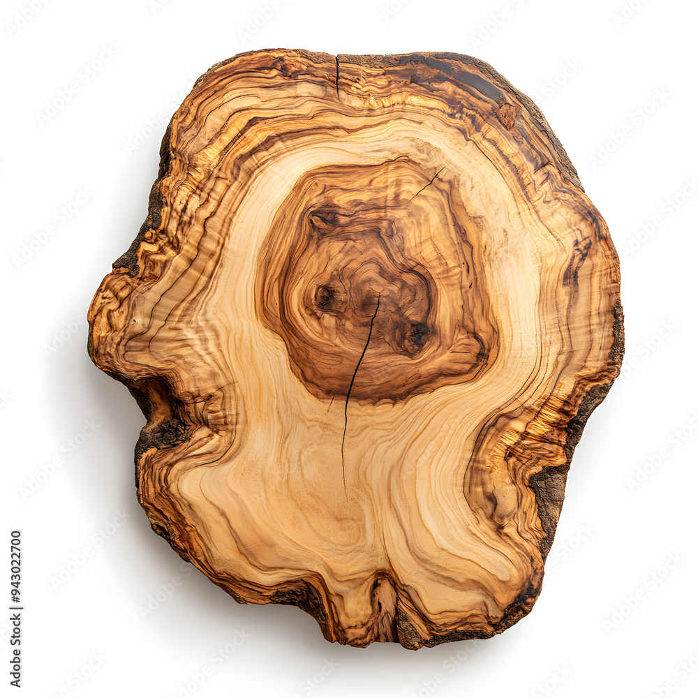 Natural Wood Slab with Grain top view isolated on white background Natural Wood Slab with Grain top view isolated on white background