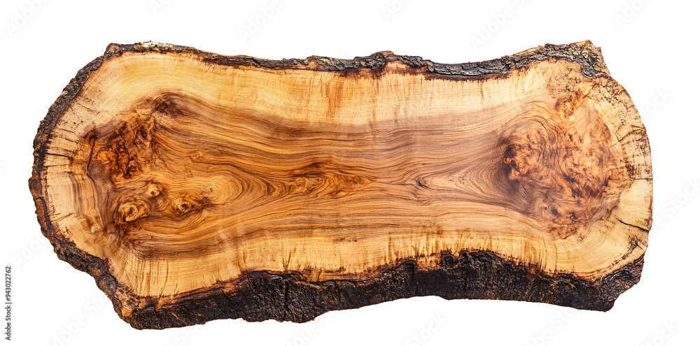Natural Wood Slab with Grain top view isolated on white background Natural Wood Slab with Grain top view isolated on white background
