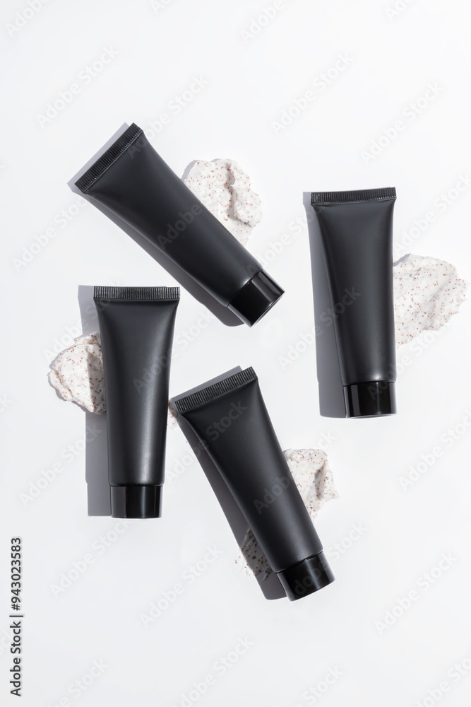 Black Cosmetic Tubes with Granite Accents on White Black Cosmetic Tubes with Granite Accents on White