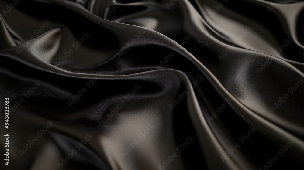 Elegant black satin fabric texture with luxurious folds Elegant black satin fabric texture with luxurious folds