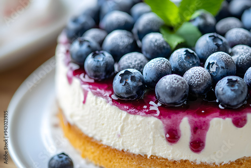 Blueberries cake close-up commercial advertising photo