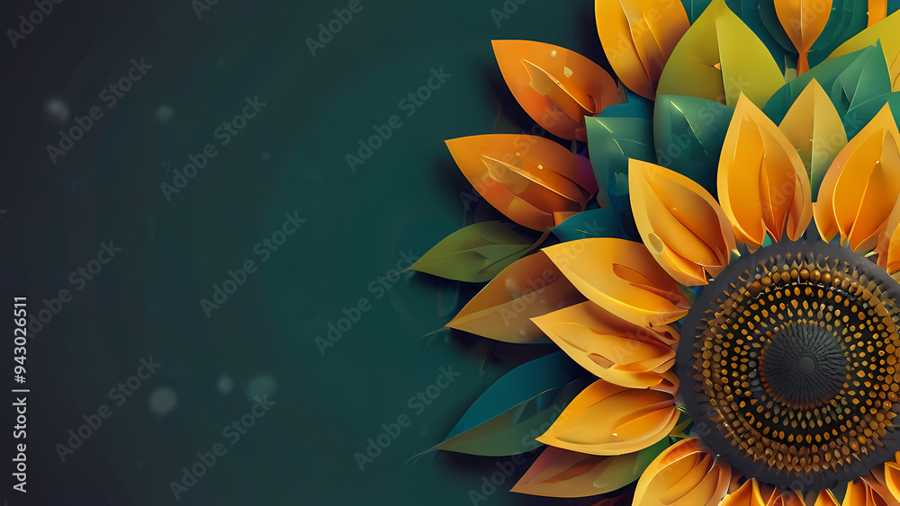 Obraz premium Abstract illustration with a sunflower theme using geometric shapes and gradients