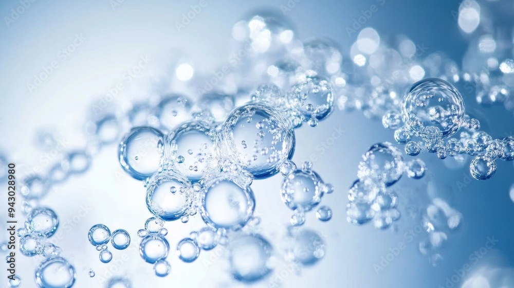 Crystal clear water bubbles on blue background Crystal clear water bubbles on blue background