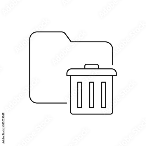 Trash folder icon line style isolated on white background. Vector illustration