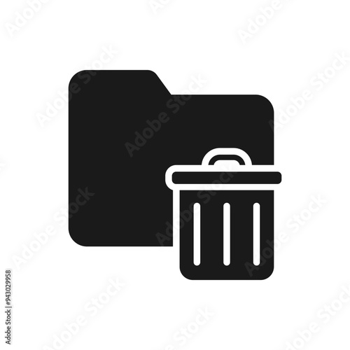 Trash folder icon flat style isolated on white background. Vector illustration