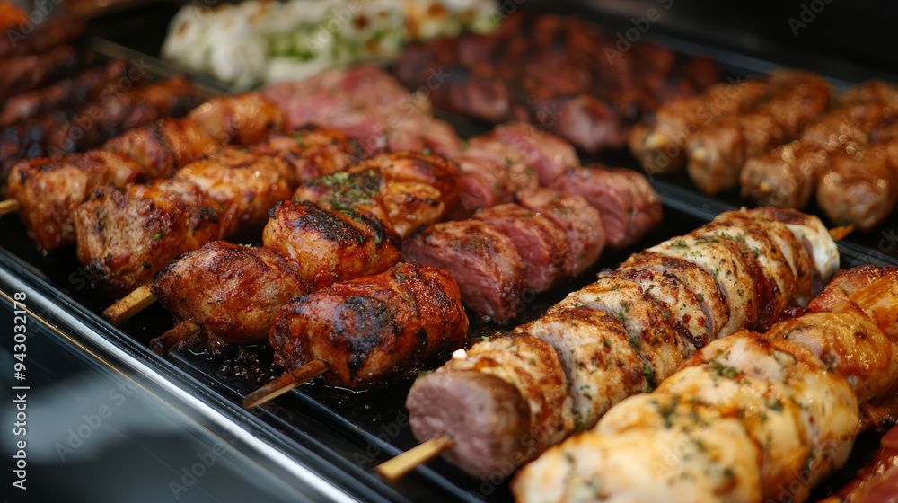 The 3D render showcases a well-organized butcher shop displaying a variety of meats ready to cook. The scene includes fresh chicken cuts, such as whole chickens and breasts, arranged neatly The 3D render showcases a well-organized butcher shop displaying a variety of meats ready to cook. The scene includes fresh chicken cuts, such as whole chickens and breasts, arranged neatly