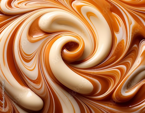 abstract swirling caramel cream high resolution high details vibrant photo